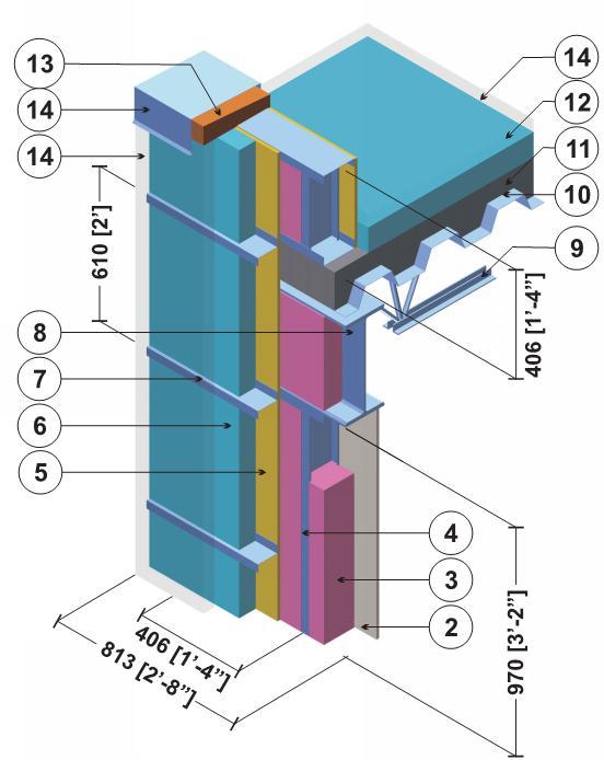 Thermal Performance of Building Envelope Details for Mid-Rise and High-Rise Buildings (1365-RP) Detail 10 Exterior and Interior Insulated 3 5/8 x 1 5/8 Steel Stud (16 o.c.) Wall Assembly with Horizontal Z-Girts (24 o.