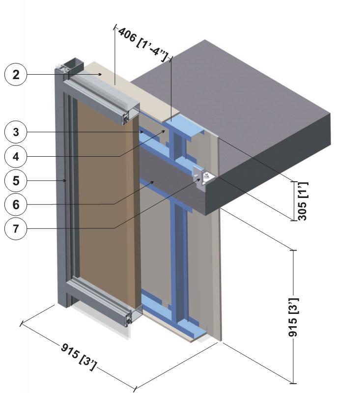 Thermal Performance of Building Envelope Details for Mid-Rise and High-Rise Buildings (1365-RP) Detail 22 Conventional Curtain Wall System with Insulated Spandrel Panel and 3 5/8 x 1 5/8 Steel Stud