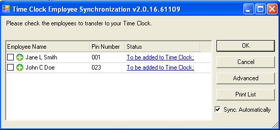 Accessing the Time Clock Employee Synchronization Screen All synchronization/linking of employees must be done through the Time Clock Employee Synchronization screen.