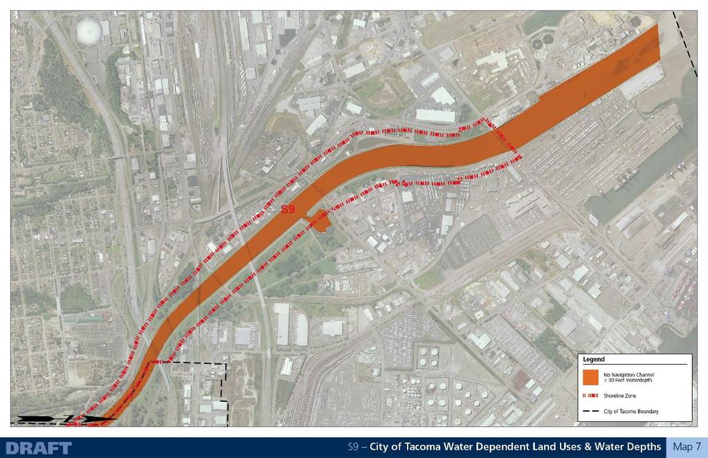 Shoreline Zone S9 The Puyallup River is not navigable by the general public There are no