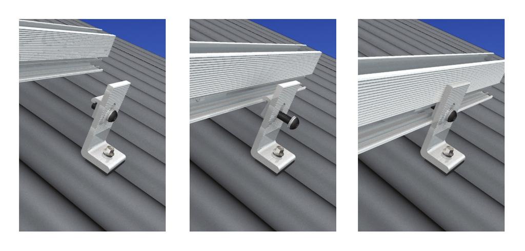 5.3 Mounting Rail Installation All TM systems arrive with the L-Brackets and Tile-Hooks pre-assembled with the mounting rail attachments, in order to save you installation time. Assembly steps; 1.