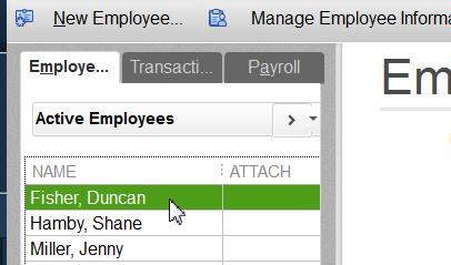 Open an employee by double-clicking on the Employee name 3.