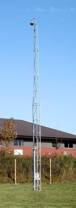 WD FEATURES Tilt over triangular lattice construction tower providing excellent stability characteristics, vital for evidential video capture. Available in 4, 6, 8,10 and 12 metre heights.
