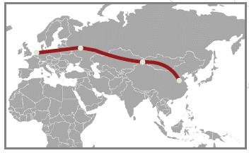 China-Europe Rail Freight Eurasia Land Bridge connects China to Europe and bring in new opportunities to the logistics market One Belt begins in Xi an in Northwest China before stretching west