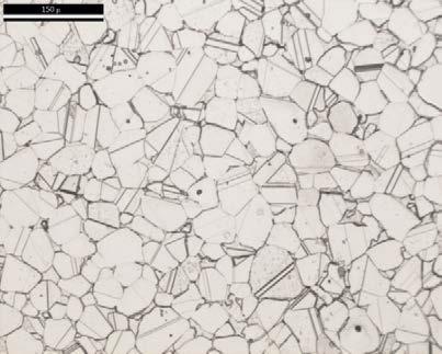 The specimen consists of an equiaxed grain structure, with a grain size ranging from 30µm to 60µm.