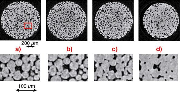 3. Kinetics in Non-ferrous Systems c. The four sets of images at right comprise a time sequence in the sintering of TiO2 powder particles.