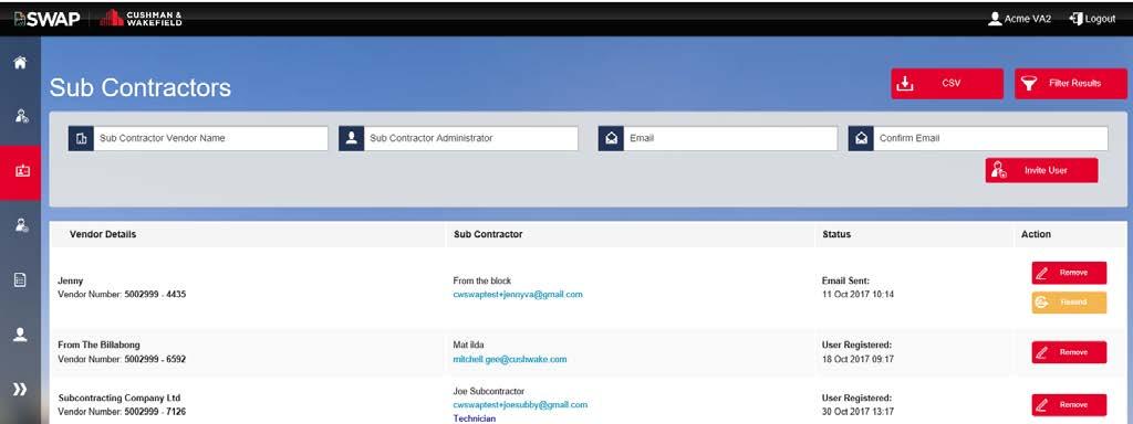 Subcontractor Vendor Admin Dashboard Note: Subcontractor Admins follow the same instructions as listed in