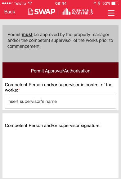 Once completed, submit the form. You will be taken back to the Work Details section of the app.