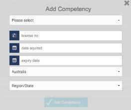 any other records required by the client or by your trade Click Add Competency to submit the competency.