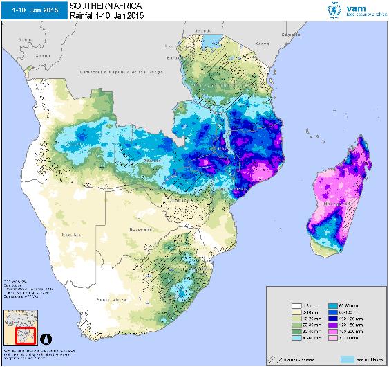 SOUTHERN AFRICA: CORE SEASON 2014/2015 December-January: Flooding in Malawi and Mozambique From mid-december to mid-january, very heavy persistent rainfall in Malawi and in Mozambique s Zambezia
