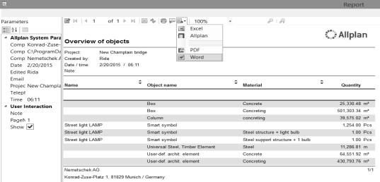 AllPlan can provide reports on project details in a few minutes and can export as a PDF, Word, and Excel, as shown in figure 22