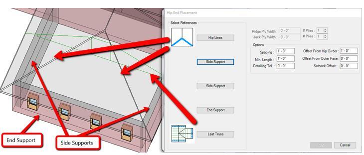 20 A dialog box will pop up. Select Hip Lines, Side Supports, End Support, and Last Truss as shown in the image below.