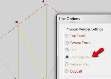 In the Truss Designer, hover over the first node that will connect the line and left-click. Hover over the second node and right-click with your mouse to create the line.