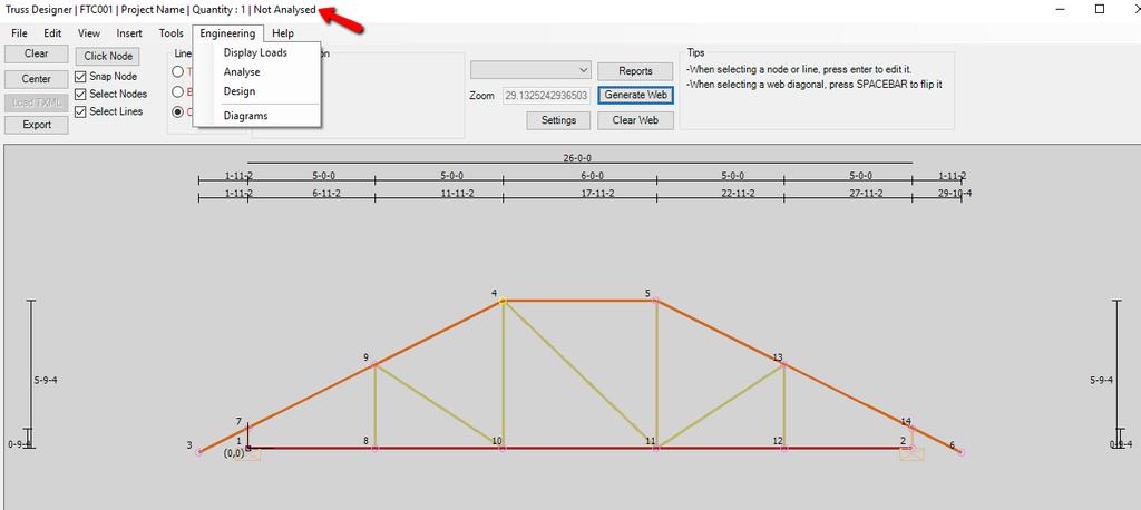 Once analysis has passed, the structural Diagrams can be viewed and will be shown in more detail later in the tutorial.