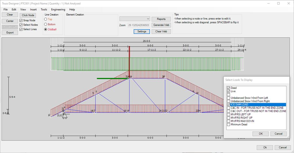 7.2.2 Display Loads 44 Selecting Display Loads will bring the truss into the Analysis View.