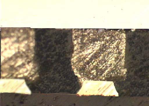 A cross-sectional view picture is taken as below: Underfill PCB Inlet Hole Figure 12 Cross-sectional view of the package after underfilling process (8x) Silicon substrate Conductive Polymer Bump