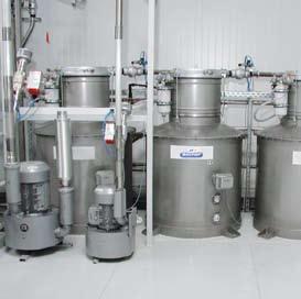 the feeding of kneaders, mixers, containers,