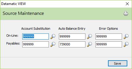 Accounts Payable Getting Started Source Maintenance The Payables fields in the Source Maintenance selection must be completed as part of the initial setup.