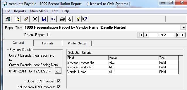 Accounts Payable Year-End Processing C. Accounts Payable Steps Checklist Year-End Steps 1099s 1. Print a 1099 Reconciliation Report for 1099 verification. From the Applications Menu a.