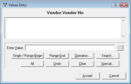 Accounts Payable Year-End Processing (2) Enter the vendor number(s) you would like to appear on this report in Enter Value. (3) Click Accept. d. Verify printer settings and click Print. e. Click GO.