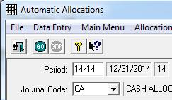 Click Yes. e. Click Accept. f. Enter audit entries. 16. Run Automatic Allocations for 14/YY of the prior year. (If Automatic Allocation is not part of your Steps Checklist routine, skip this step.) a.