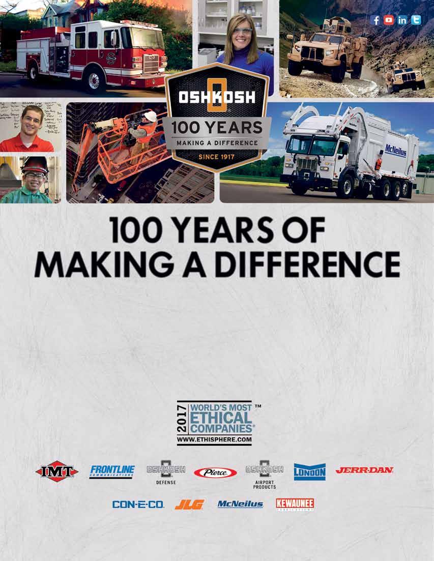 100 YEARS OF MAKING A DIFFERENCE At Oshkosh Corporation, we believe it is a great honor and privilege to make a difference.