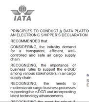 Global e-dgd Standards are in Place IATA e-dgd Principles for the PoC