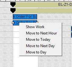 Move to Next Hour: Moves the work record one hour ahead. Move to Next Day: Moves the work record one day ahead. Move to Today: Moves the work record to the current date.