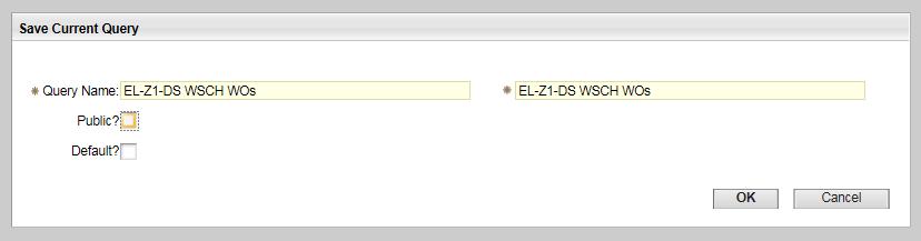 7. Enter a name for the query in the Query Name field and enter a description of the Query in the field to the right of the name.