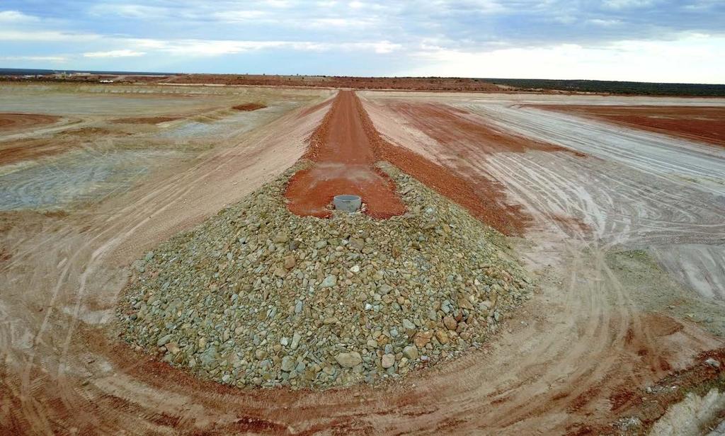 The construction of the evaporation ponds is complete, with dewatering having commenced in October 2017, 5 months ahead of mining at Golden Wings and Sly Fox,