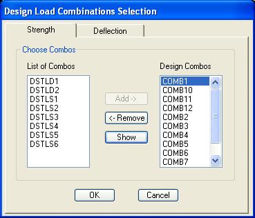 Alternatively, the Define menu > Load Combinations command can be used to define user custom load combinations.