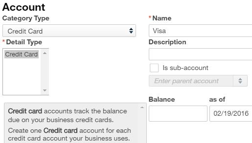Add Company Credit Card 25 Open Chart of Accounts to add new credit card account Example: Add new Visa credit card