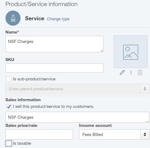 Add New Item for NSF Check 83 Add an Service Item to use for NSF Charges Click Gear icon Click Products and Services in Lists column Click New