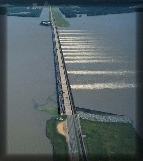 Information Paper The complex is designed to maintain the 1950 flow distribution between the Mississippi River and the Atchafalaya River of 70 percent to 30 percent, respectively.