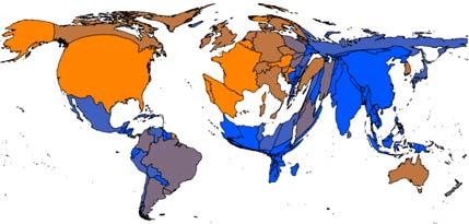 Global distribution of transplantation activity 2010 Transplantation rate (pmp) <6 6 to <20 20 to <40 40 to <70 >70 Territory size is