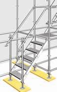 The stairway rises 20 cm from step to step, and the bottom element with spindles is used for precise levelling. A wide variety of applications thanks to modular design.
