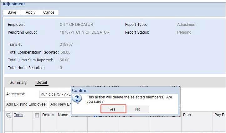 Check off the employee(s) you wish to delete from the report and click on the Delete button.