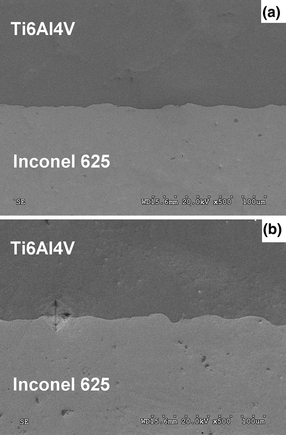 The detonation and the shock wave generated during the explosion resulted in both the Ti6Al4V and Inconel 625 sheets being deformed plastically and forming a characteristic wavy joint surface between