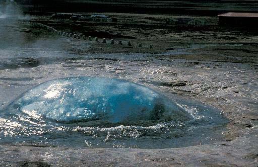 hot springs that! periodically erupt! hot water and! minerals!