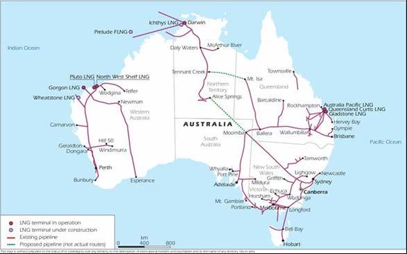 Australian Gas Pipelines and LNG Plants Source: IEA (2016), Natural Gas Information 2016 This map is without prejudice to the status of or sovereignty over any territory, to the