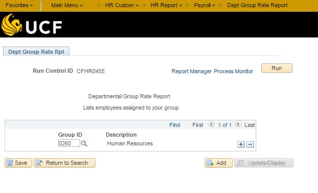 Department Group Rate Report Running Processes and Reports PeopleSoft Procedure Manual v9.