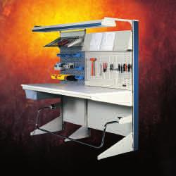 The system uses interchangeable modular parts, so workstations can be custom configured using standard parts to suit a wide variety of job applications.