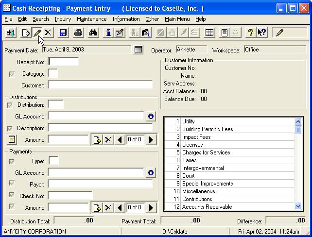 Payments Receipts Editing receipts Use the Redisplay Grid to edit payments/receipts that occurred on the current or prior payment date.