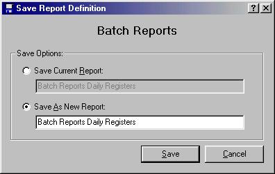 Second, select the reports to include in the Batch Daily Register.