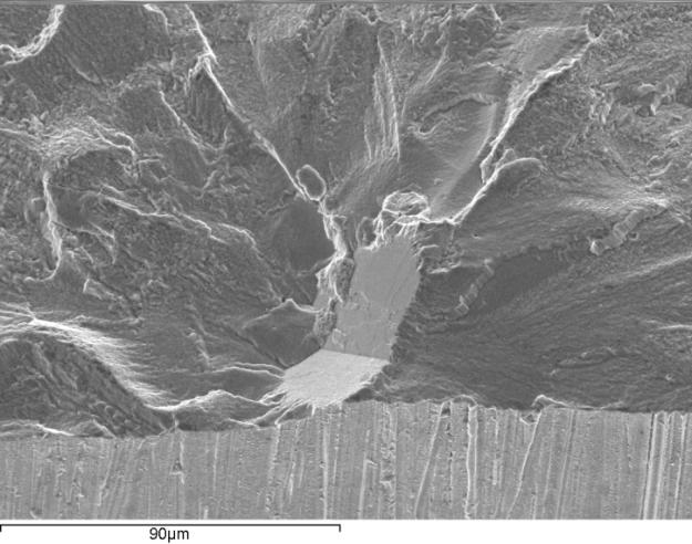 90 µm Figure 11. Example Kt 2 650⁰C non-dwell specimen fractography showing typical near surface crystallographic facetted initiation.