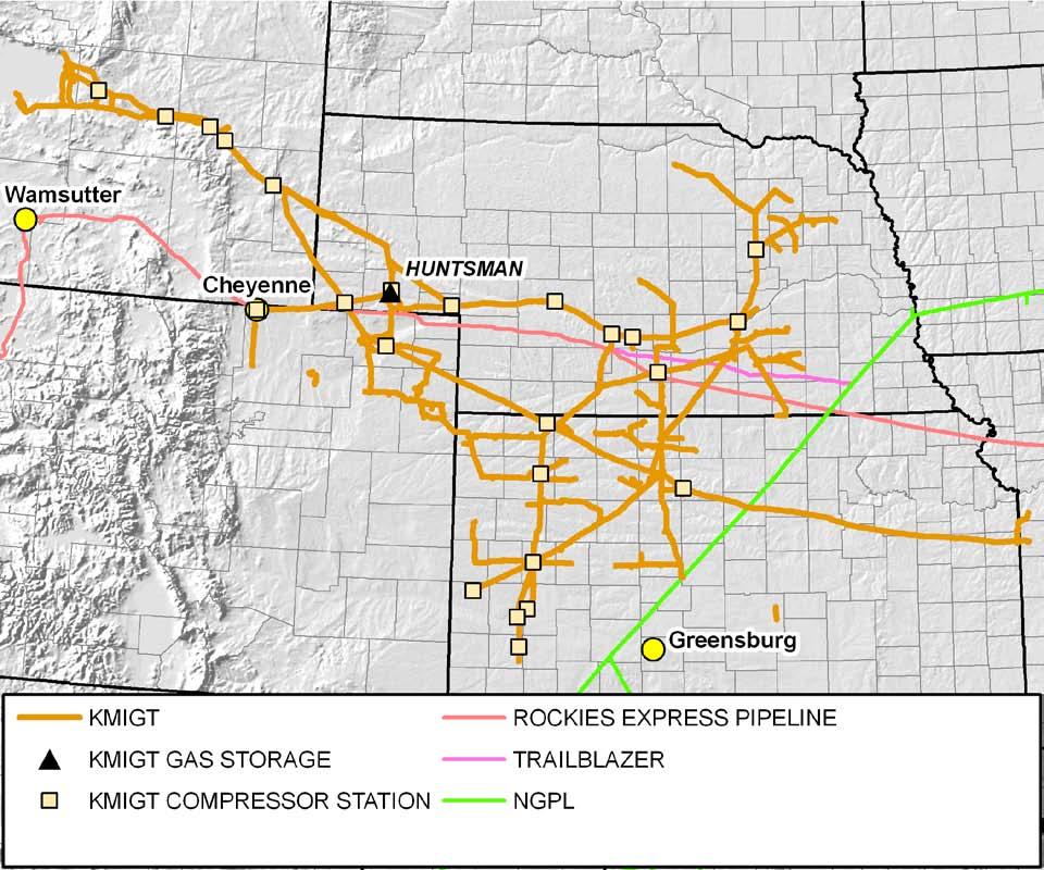 Kinder Morgan Interstate Gas Transmission (KMIGT) KMIGT 4,500 miles of various diameter pipelines Markets: LDCs, industrials, & ag.