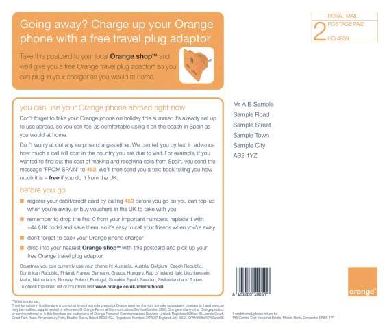 Member direct marketing Orange This page demonstrates an example of direct marketing with the recommended