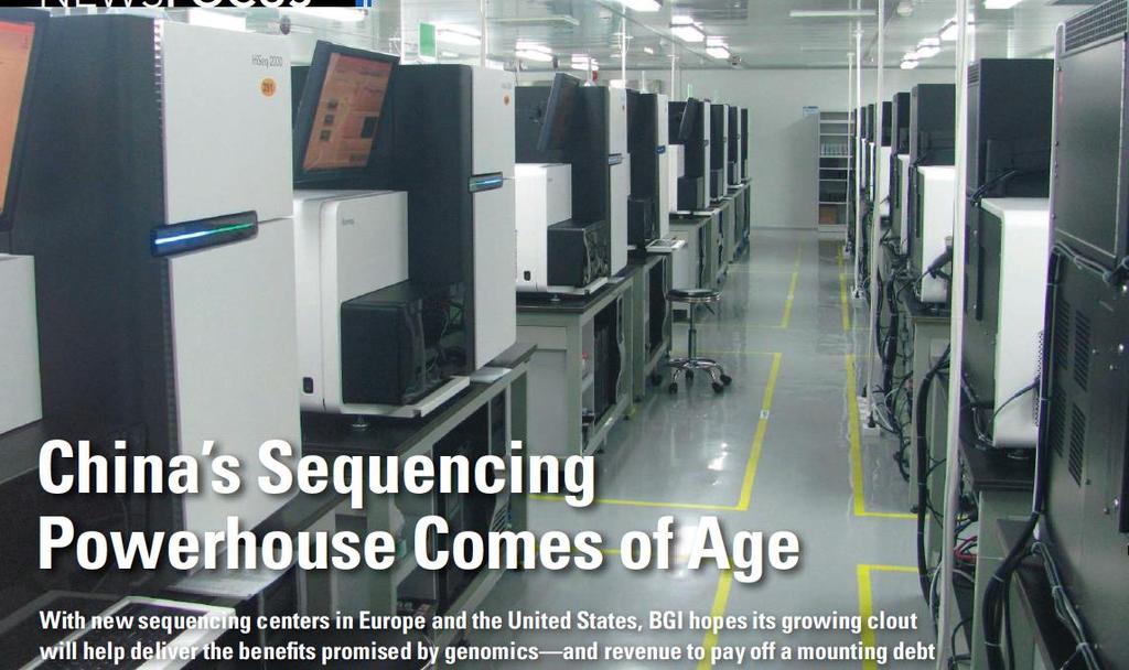 define its research objectives. As a result, BGI has become the go-to organization for groups in need of sequencing.