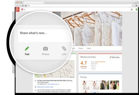 START CONVERSATIONS WITH YOUR PEOPLE Your Google+ page helps you build a loyal fan base.