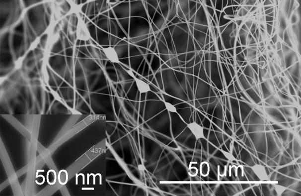 88 Figure 3.6. SEM images of SELP-47K nanofibers electrospun from solutions containing protein polymer at concerntrations of 50 (A), 150 (B), and 250 mg/ml (C).